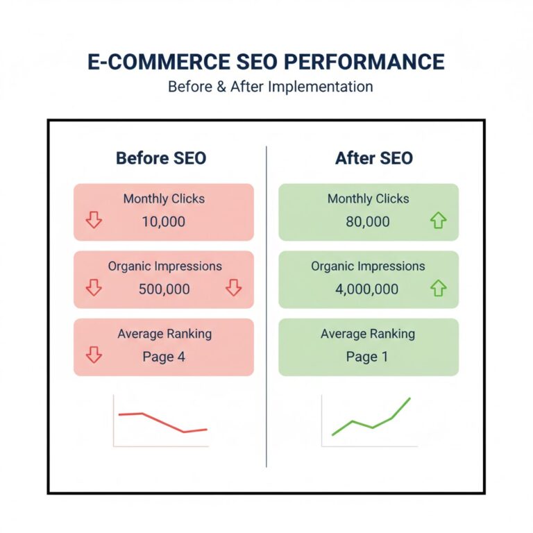 Before and after SEO performance comparison